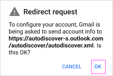 If you see a Redirect request, tap OK.